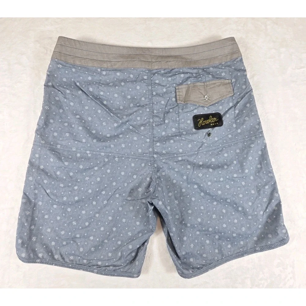 Howler Brothers Bros Blue Stretch Vaquero Swim Trunks Board Shorts Men's Size 34